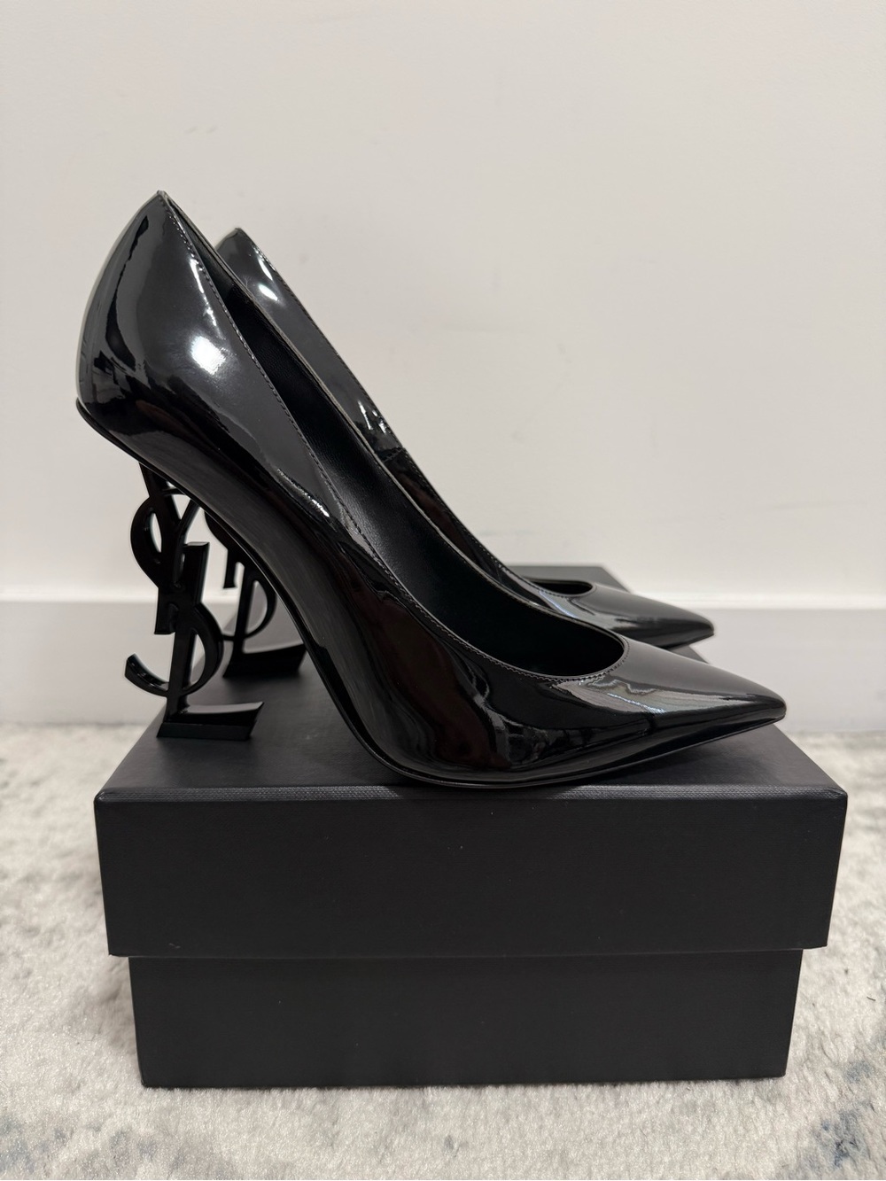 Saint Laurent YSL Opyum 110 Logo Heel Pump Black - Size 36 EU / 6 US - Brand New